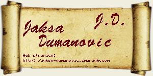 Jakša Dumanović vizit kartica